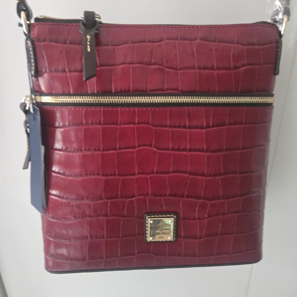 Dooney & Bourke Burgundy Croc Embossed Crossbody Bag - Picture 3 of 9